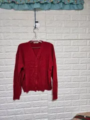 ほぼ新品) レッドベーシックカーディガン free