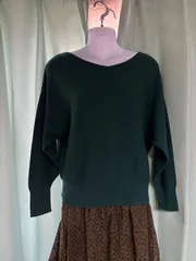GLOBAL WORK Vネック長袖セーター Sサイズ ダークグリーン☆