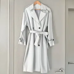 オーバーサイズ トレンチ コート ライトブルー カラー F
