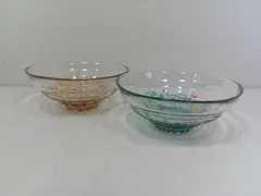 26g-297k【中古】津軽びいどろ　HANABI はなび金彩　MATSURI まつり金彩　ガラス碗　ボウル　ペアセット　箱なしのサムネイル