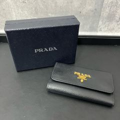 PRADA プラダ 6連 キーケース レザー シボ革 黒 ゴールド レア 美品