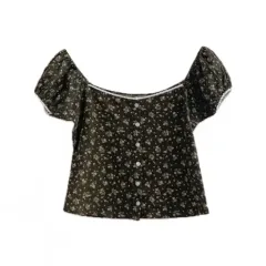 ヴィンテージ 小花 レース 半袖 ブラウス