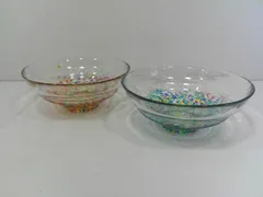 26g-298k【中古】津軽びいどろ　HANABI はなび金彩　MATSURI まつり金彩　ガラス碗　ボウル　ペアセット　箱なしのサムネイル