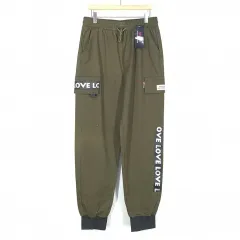 ヴィンテージ レディース コットン ジョガー イージーパンツ カーキ F ( HU37011 )