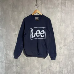 90s USA製 Lee リー デカロゴ プリント スウェット L ネイビー 紺 ナス紺 ボックス ラグラン トレーナー アメリカ製 ビンテージ ヴィンテージ 古着 ストリート ゆるだぼ オーバーサイズ 旧タグ Y2K 肉厚 コットンポリ メンズ レディース