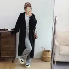 オーバーサイズ 季節の変わり目 オーバーサイズ ロング WHOフーディー カーディガン カジュアル アウター ヴィンテージ デイリーニット