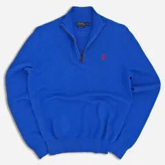 POLO RALPH LAUREN(ポロラルフローレン) ハーフジップアップ コットン ニット セーター ダークブルー ー 0234