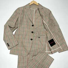 希少【極美品】CABaN キャバン チェック柄 スーツ セットアップ ジャケットMサイズ パンツLサイズ ベージュ カジュアル コットン ポリエステル