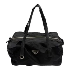 PRADA プラダ ミニ ボストンバッグ 三角ロゴ ブラック 鞄 小さめ ブランド レディース 中古 W1