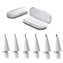 JUNOVA for 2025 Apple Pencil交換用チップ Apple Pencil ペン先 - 紙のような書き心地、静音・画面保護対応 (Pro/第2/第1/USB-C) 【ボックス装6個入り ホワイト (HB+2B中+4B 各2本)】ri