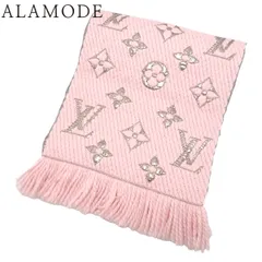 LOUIS VUITTON(ルイ・ヴィトン) モノグラム エシャルプ・ロゴマニア シャイン マフラー ファッション小物 ウール シルク ポリエステル ローズ・バレリーヌ ピンク ゴールド金 M70466 レディース 40802187017【中古】【アラモード】