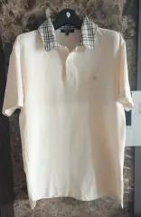 バーバリー チェック カラ 半袖 ポロTシャツ 明るい ベージュ