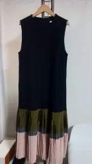 ネイビー ウール ロング丈ワンピース 55 66