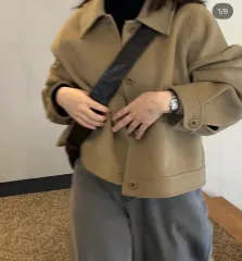 ベージュ色 ショート ジャケット コート