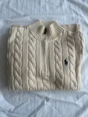 ポロラルフローレン ハーフジップアップ ケーブル ニット メンズ M