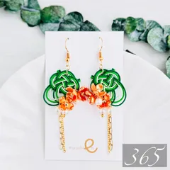 【365】ハンドメイド 水引 ピアス イヤリング  金木犀 秋物 和風 フラワー