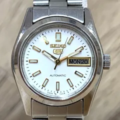 【彦】SEIKO 5 4206 143 R セイコー レディース 自動巻き 機械式 白文字盤 デイデイト SS 3針 夜光 蓄光 稼働品【3764SY】C22