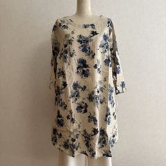 KN3477*4L 大きいサイズ 花柄チュニック 綿麻素材 チュニック