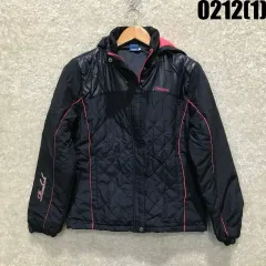 リーボック レディース キルティング フード ジャケット ブラック/ピンク m