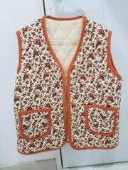 花柄 キルティング ファーベスト