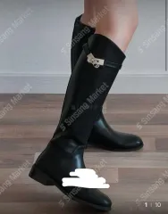 ロングブーツ 230 ブラック 3cm 黒ブーツ