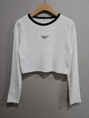 1+1 WEGO ) 白 ゴージ クロップド Tシャツ F