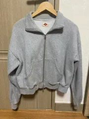 グレー セミクロップド 2Way 裏起毛 ジップアップパーカー フード付き