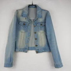 レディース ショート クロップド デニムジャケット(M)