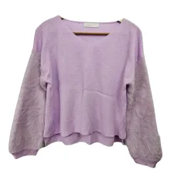 M JPN レディース ライト 紫 ニット アクリル 100 %