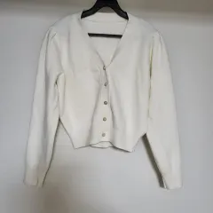 アイボリー パフ ニット カーディガン