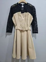 1+1 セシルマクビー ) シースルー ベージュ ワンピース M