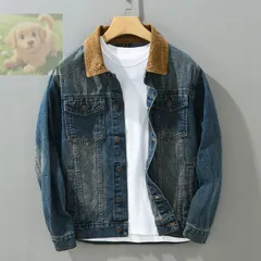 デニムジャケット メンズ ブルゾン ジャンパー ジージャン Gジャン カーゴジャケット ワークジャケット ブルー