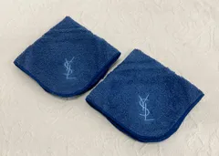 〇未使用 YSL イヴサンローラン タオルチーフ ハンドタオル タオルハンカチ ブルー 2枚 Yves Saint Laurent