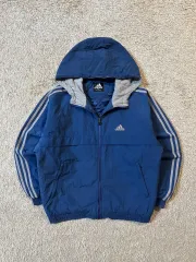 M adidas(アディダス) ADIDAS オールドスクール パンタゴン フード キルティング ブルゾン ジャケット 青