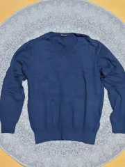 UNIQLO(ユニクロ) Vネック ウォッシャブル ニット セーター ネイビー
