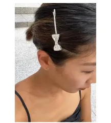 メタルリボンヘアクリップ シルバーヘアクリップ