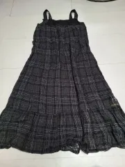 Thursday Island(サースデーアイランド) ダークカーキグレー リネン チェック柄ワンピース ポール 1140
