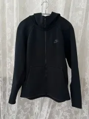 L ) ナイキ テックフリース 黒 フード付き ジップアップパーカー