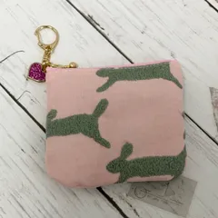 ハンドメイド　ミナペルホネン runrunrunピンクのミニポーチ