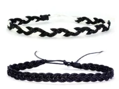 [NANANA] ミサンガ ブレスレット ２本セット 足首 手首 【紐：ホワイト・ブラック】【紐：ブラック】【約15cm】【mi10】