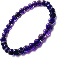 【hibikurasu】アメジスト パワーストーン ブレスレット 数珠 天然石 紫水晶 紫石英 パープル (8mm)