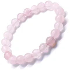 【hibikurasu】ローズクォーツ パワーストーン ブレスレット 数珠 天然石 紅石英 ピンク 薄紅色 (8mm)