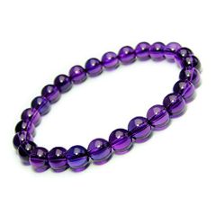 【hinryo】 AAAAA アメジスト 紫水晶 ブレスレット ポーチ付き ブラジル産 天然石 パワーストーン (8mm アメジスト ブレスレット, 内径18cm)