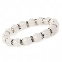 【京珠堂】クラック水晶 天然石 ブレスレット パワーストーン ロンデル (10ｍｍ)