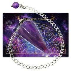 honey slow ペンデュラム ダウジング 水晶 天然石 アメジスト チャート付 パワーストーン 魔除け 浄化 pdsg