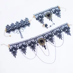 ゴスロリ チョーカー ブレスレット 3点 セット レース 指輪 ゴシックロリータ 小物 耽美主義 アリカ