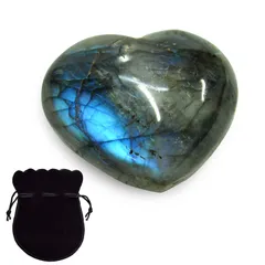 Loveril ラブラドライト 天然石 ハート型 （大） 4?4.5cm パワーストーン お守り ヒーリング 癒し (1個)