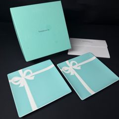 F121 Tiffany ティファニー ブルーリボン ブルーボウデザートプレートセット 2枚 箱付き ほぼ未使用