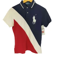 ポロバイラルフローレン Polo by RALPH LAUREN ビッグポニー 刺繍 斜め ボーダー ポロシャツ メンズ import：XS 