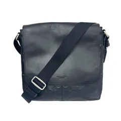 COACH コーチ チャールズ スモール F72220 ブラック レザー ショルダーバッグ メンズ 【中古】 52602K256